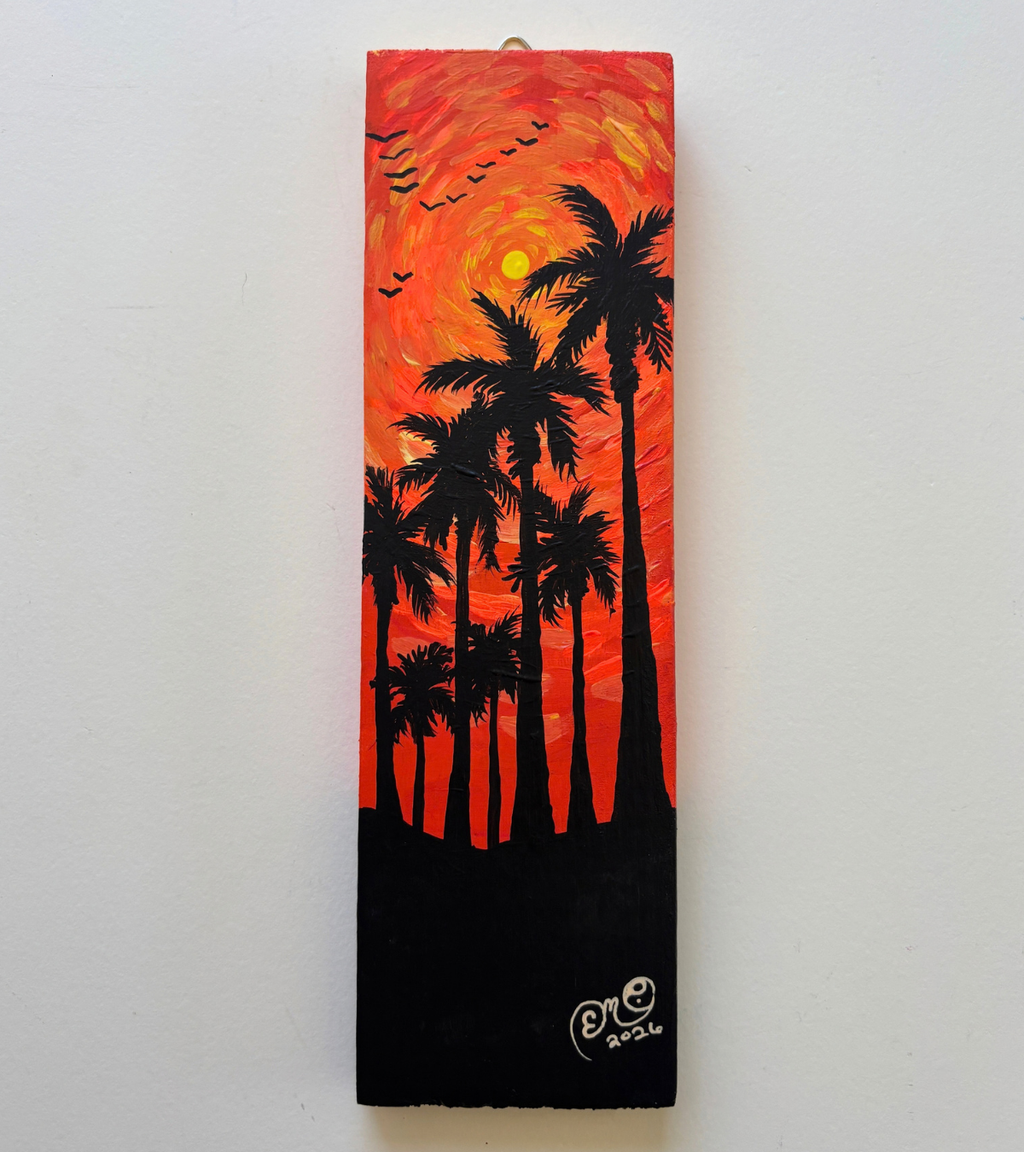 "Palm Sunset" Mini Upcycled Original
