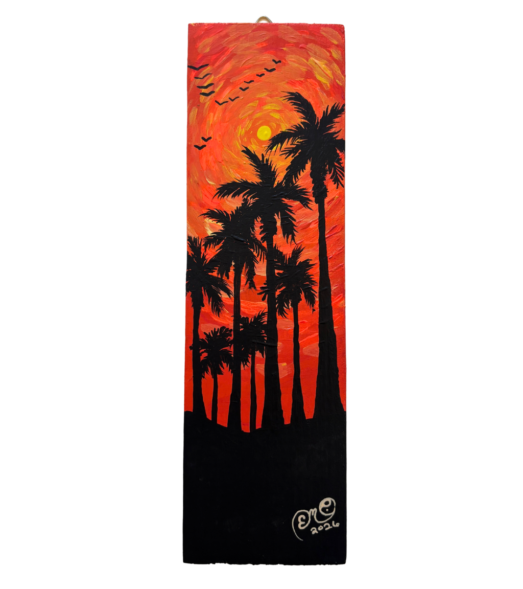 "Palm Sunset" Mini Upcycled Original