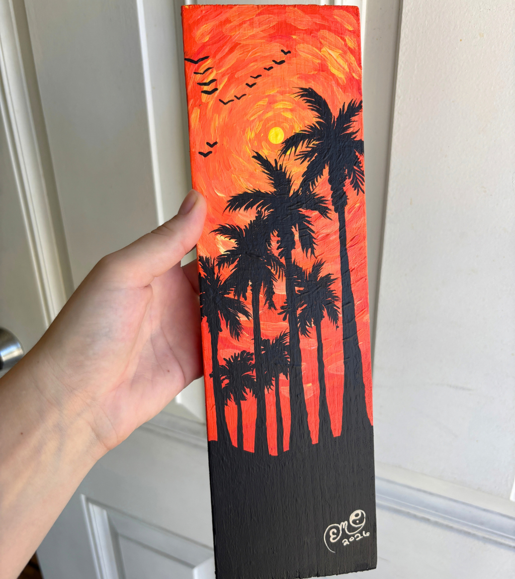 "Palm Sunset" Mini Upcycled Original