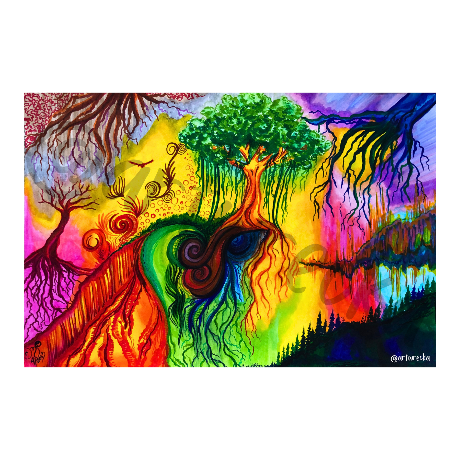 12x18 Inches "Cosmic Tree Meltdown" Print