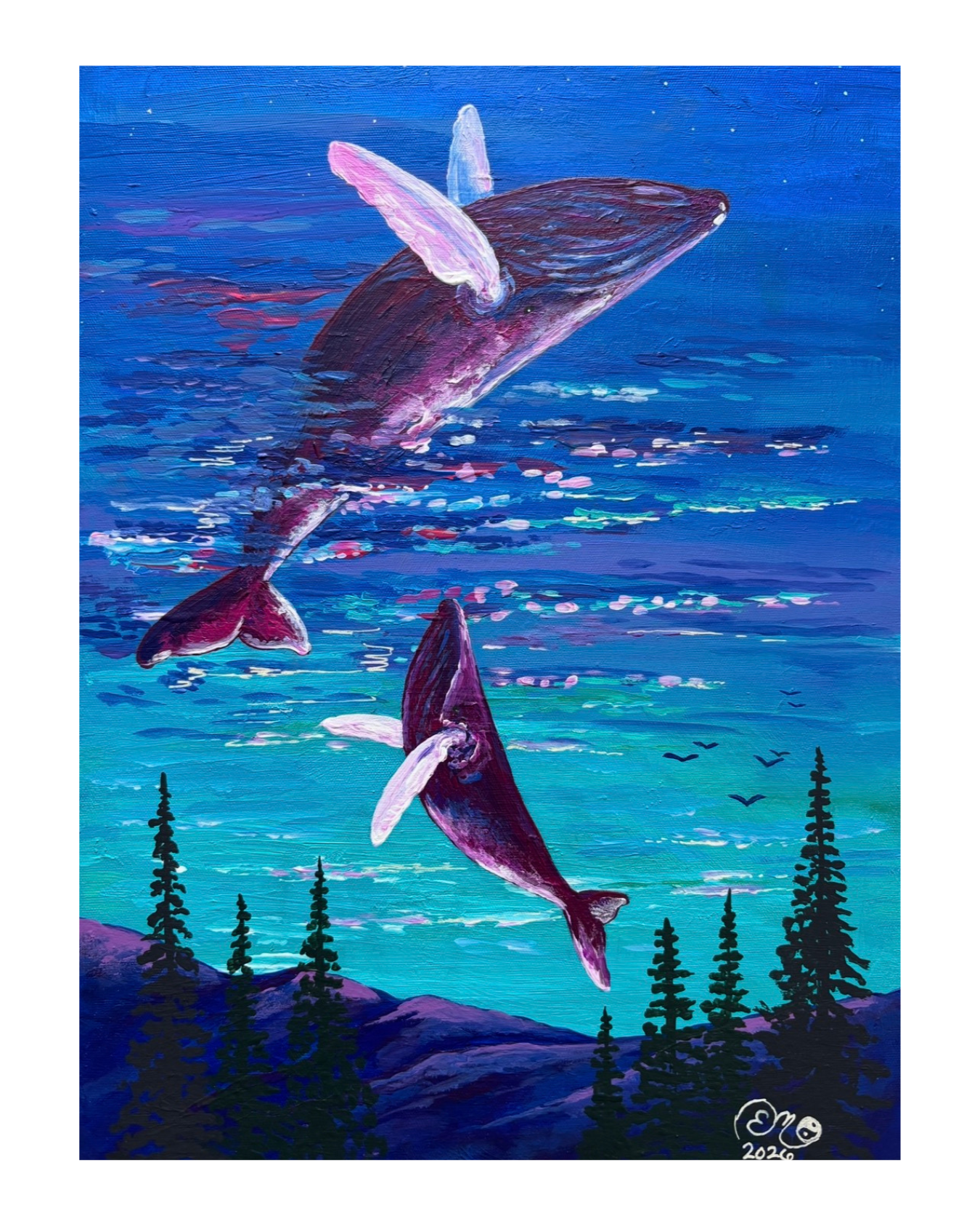 5x7" Mini Print "Whales in the Trees"