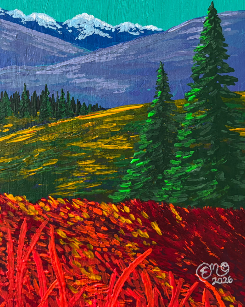 "Firey Meadow" Original Upcycled