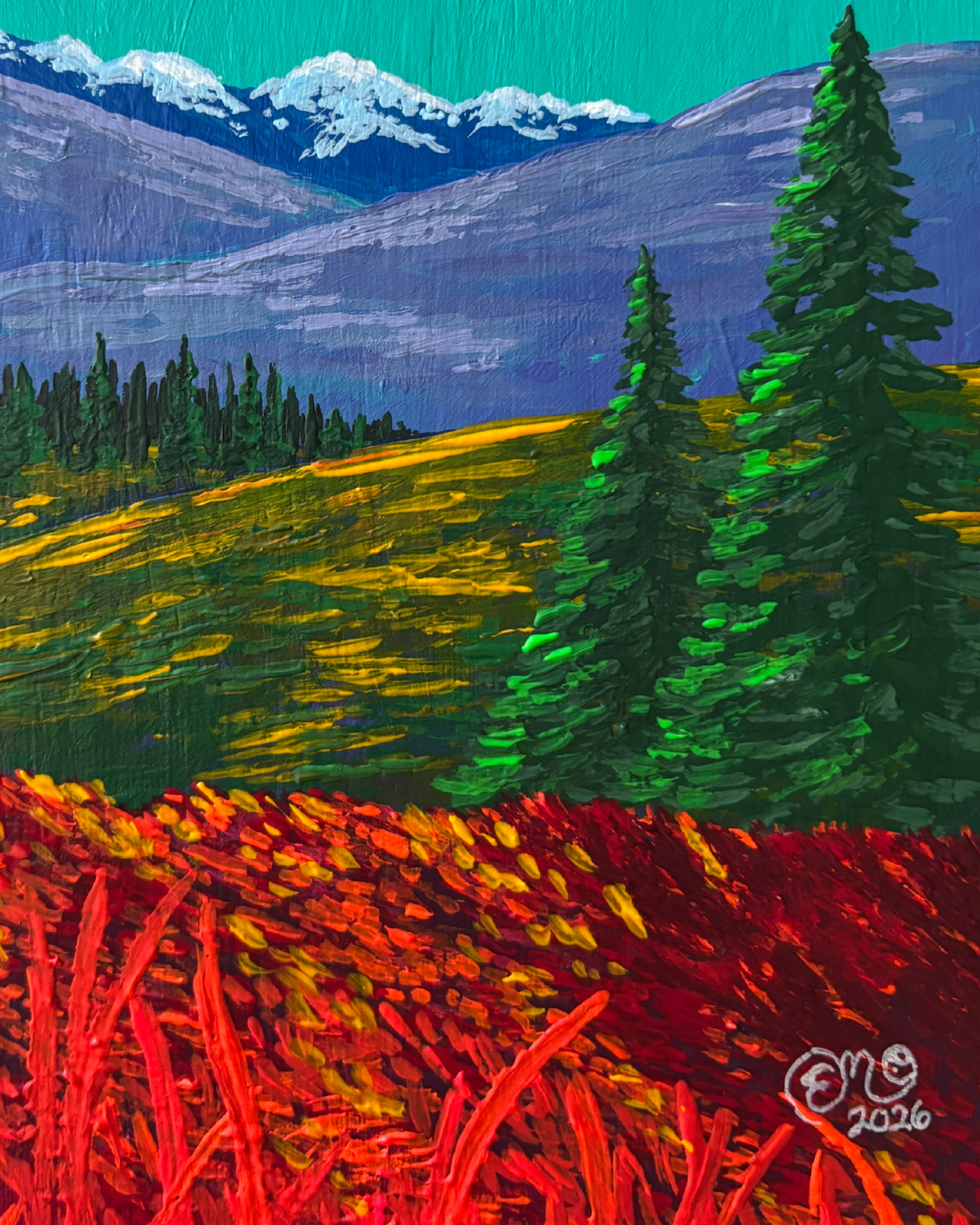 "Firey Meadow" Original Upcycled